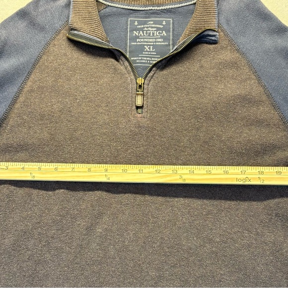 Nautica Blue and Gray Half-Zip Sweater - Picture 4 of 6